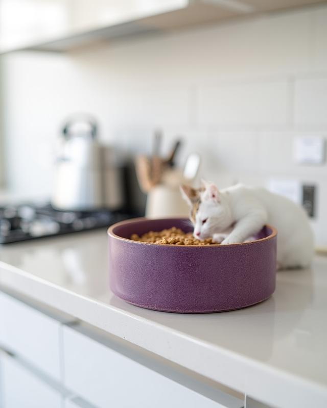 Minimalist wall-mounted cat feeder